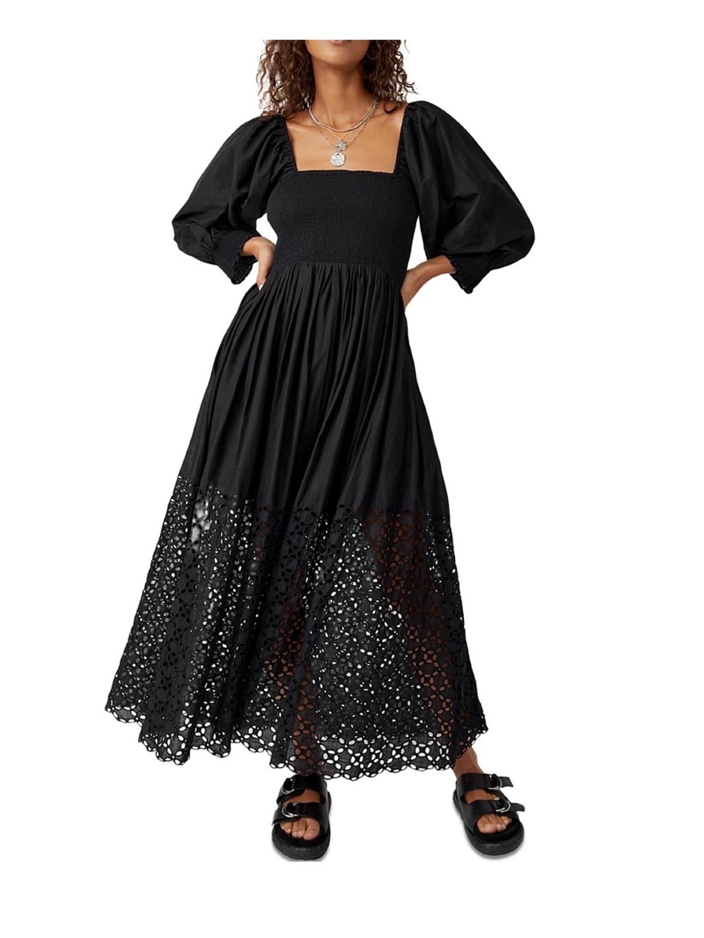 Free People Maxi Dress with Eyelet Hem